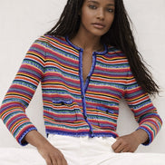 Cardigan Girocollo a Righe Muticolor Ba&sh