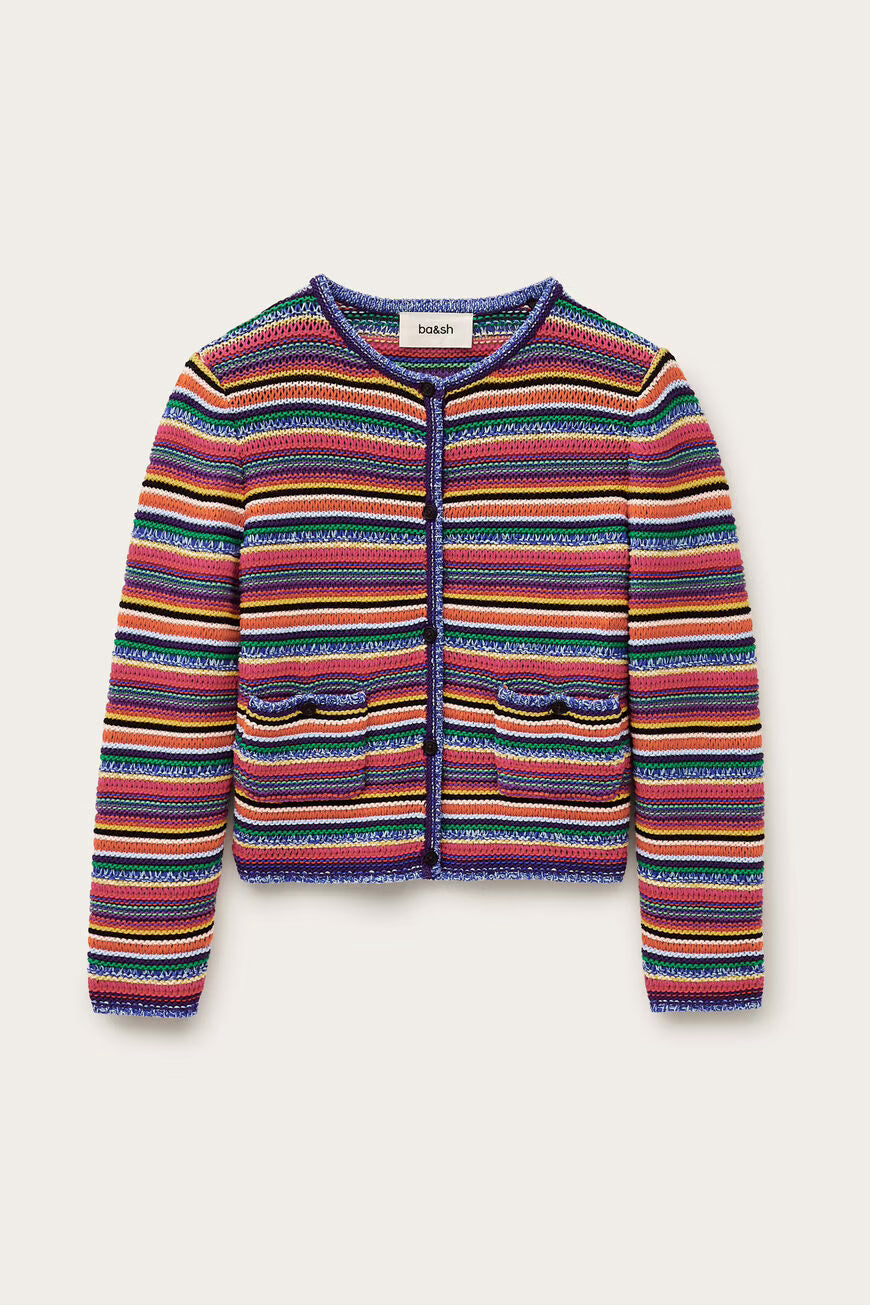 Cardigan Girocollo a Righe Muticolor Ba&sh