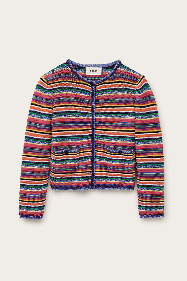 Cardigan Girocollo a Righe Muticolor Ba&sh