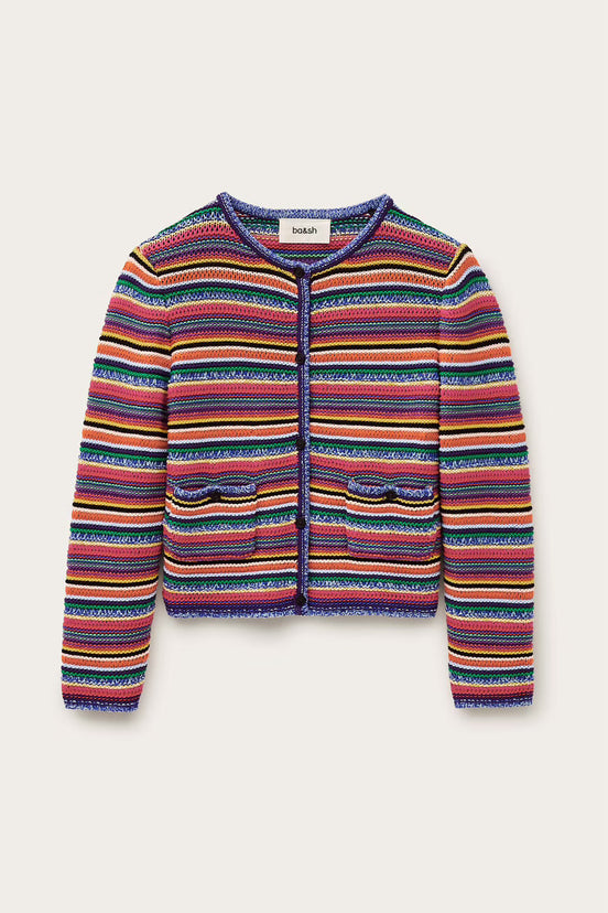 Cardigan Girocollo a Righe Muticolor Ba&sh