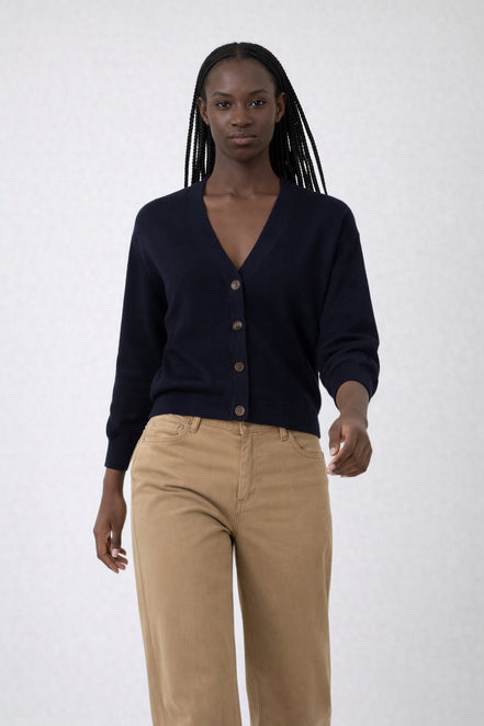 Cardigan a V in Lana Merino Soeur