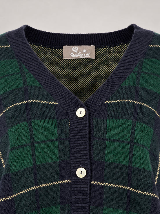 Inland, Cardigan Over in Cashmere Doppiato Check
