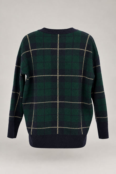 Inland, Cardigan Over in Cashmere Doppiato Check