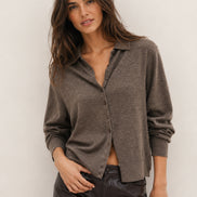 Ba&sh, Cardigan in Lana Extrafine con Spalline, Boston
