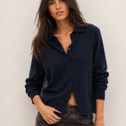 Ba&sh, Cardigan in Lana Extrafine con Spalline, Boston
