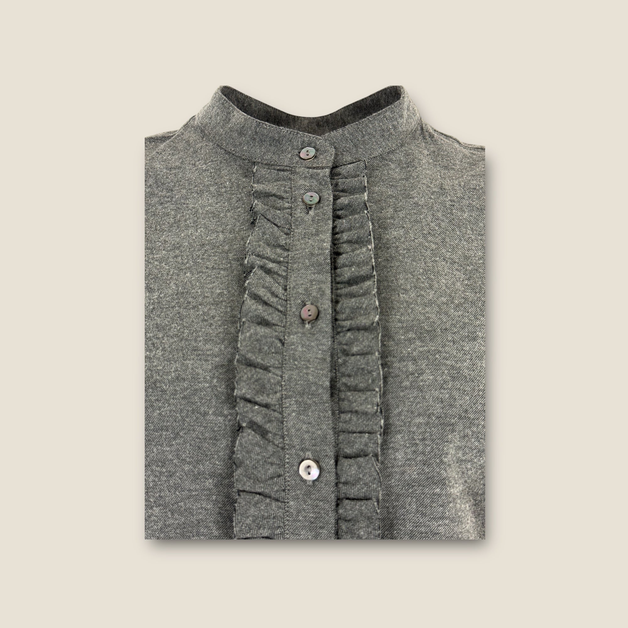 Camicia Coreana in Flanella con Rouches Em...ma