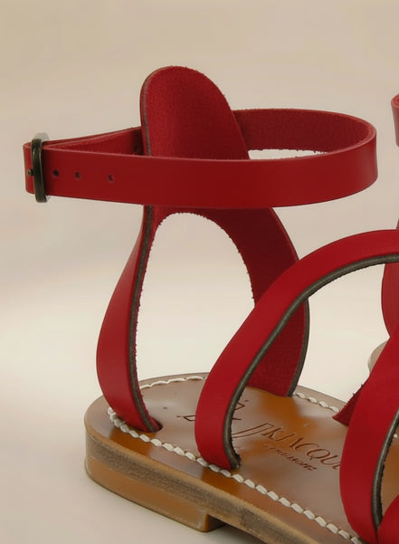 KJacques, Infradito Rosso in Pelle Epicure