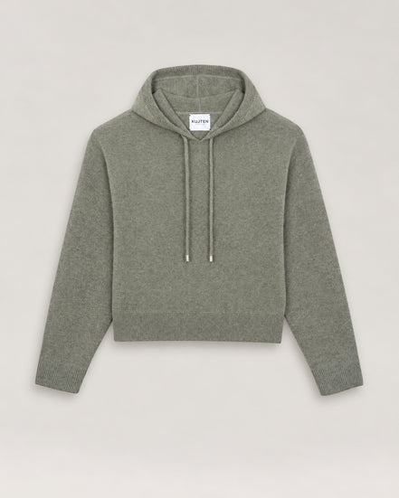 Kujten, Felpa con cappuccio in cashmere cropped