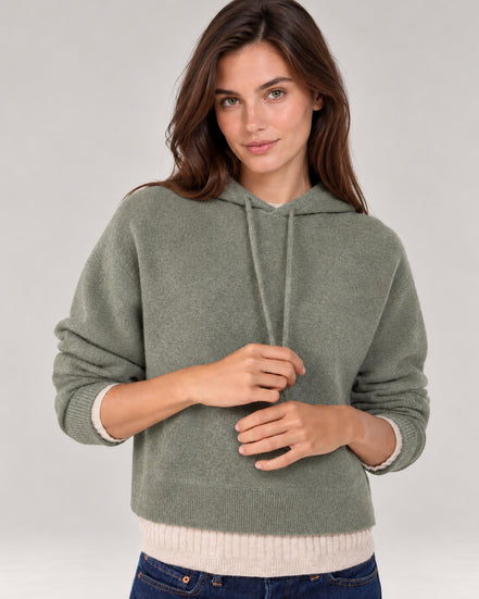 Kujten, Felpa con cappuccio in cashmere cropped