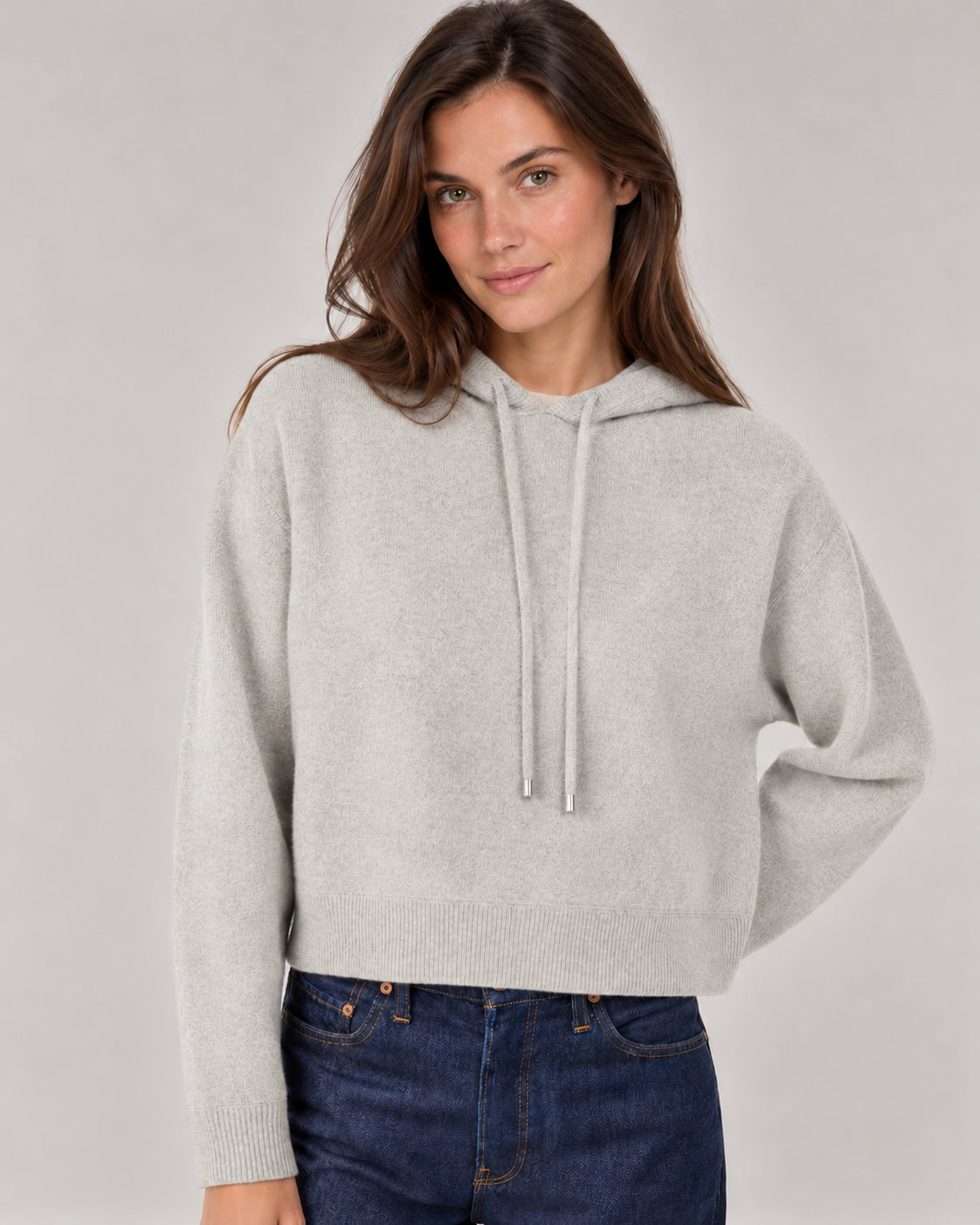 Kujten, Felpa con cappuccio in cashmere cropped