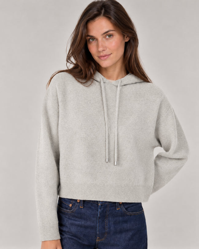 Kujten, Felpa con cappuccio in cashmere cropped