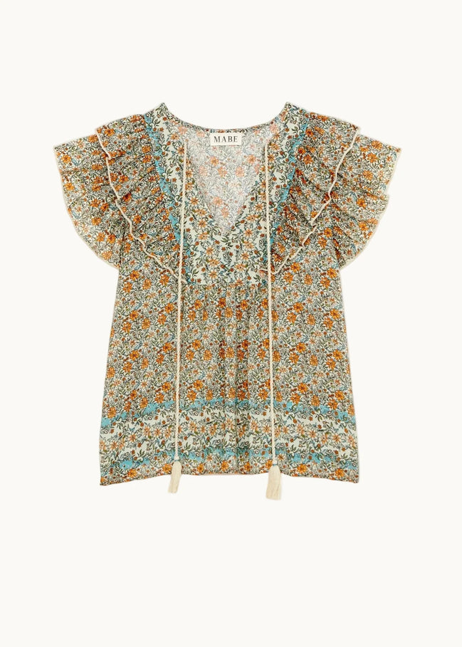 MA.BE Apparel, Top con Volants Fantasia Floreale Jaci