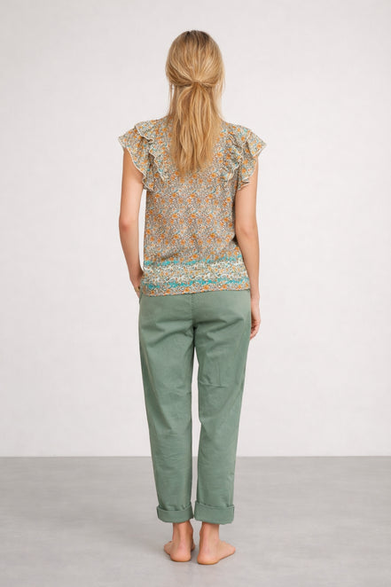 MA.BE Apparel, Top con Volants Fantasia Floreale Jaci