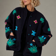 Taieur, Giacca Caban con Ricami in Lana Kilmort Dina