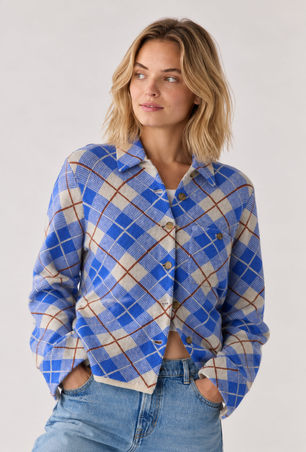 Guest in Residence, Giacca Camicia Dylan Checked  in Cashmere