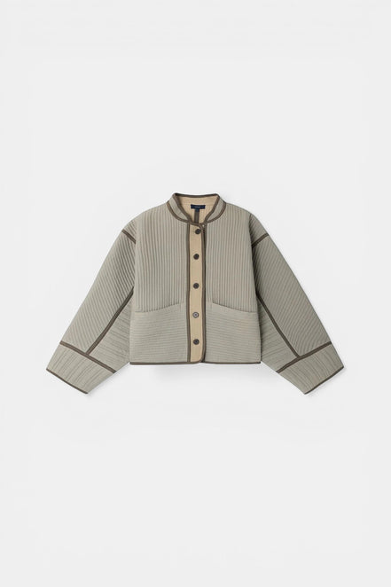 Giacca Corta in Gabardine di Cotone Trapuntata Patchouli  Soeur