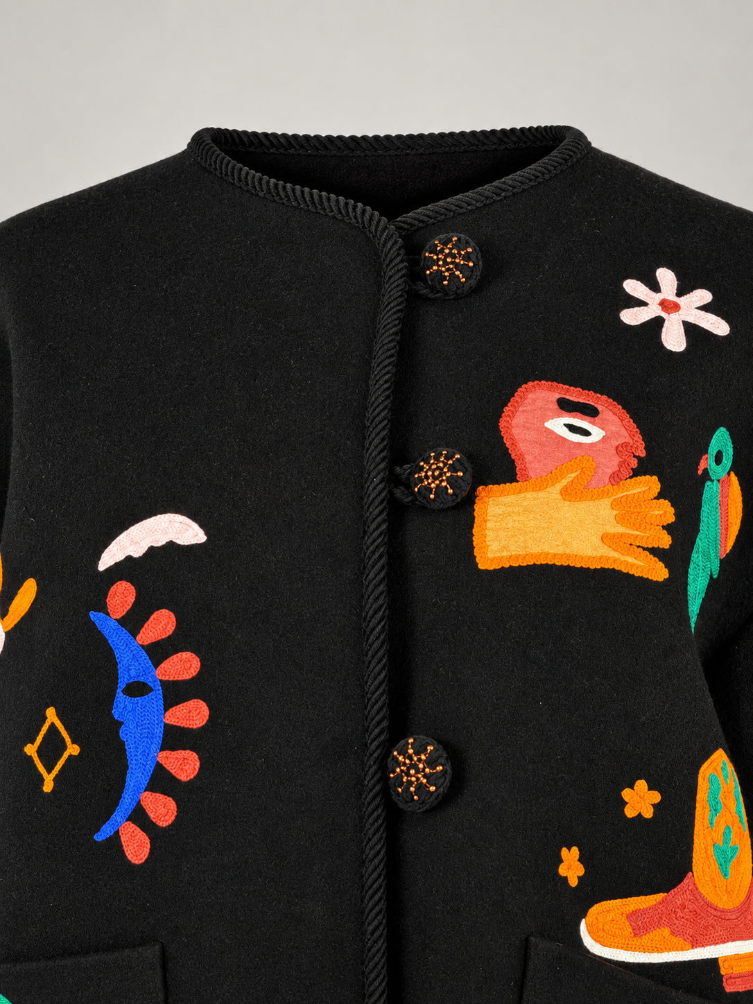 TAIEUR, Giacca in Lana con Ricami Ange Tarot