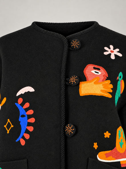 TAIEUR, Giacca in Lana con Ricami Ange Tarot