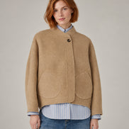 Soeur, Giaccone Corto in Lana Cammello Windsor