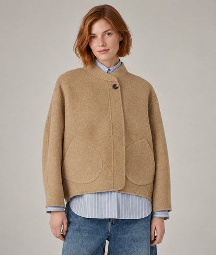 Soeur, Giaccone Corto in Lana Cammello Windsor