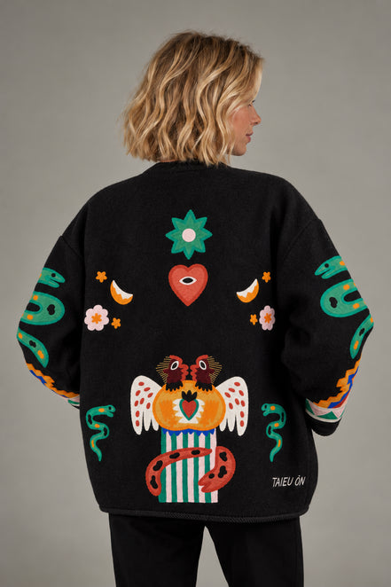 TAIEUR, Giacca in Lana con Ricami Ange Tarot