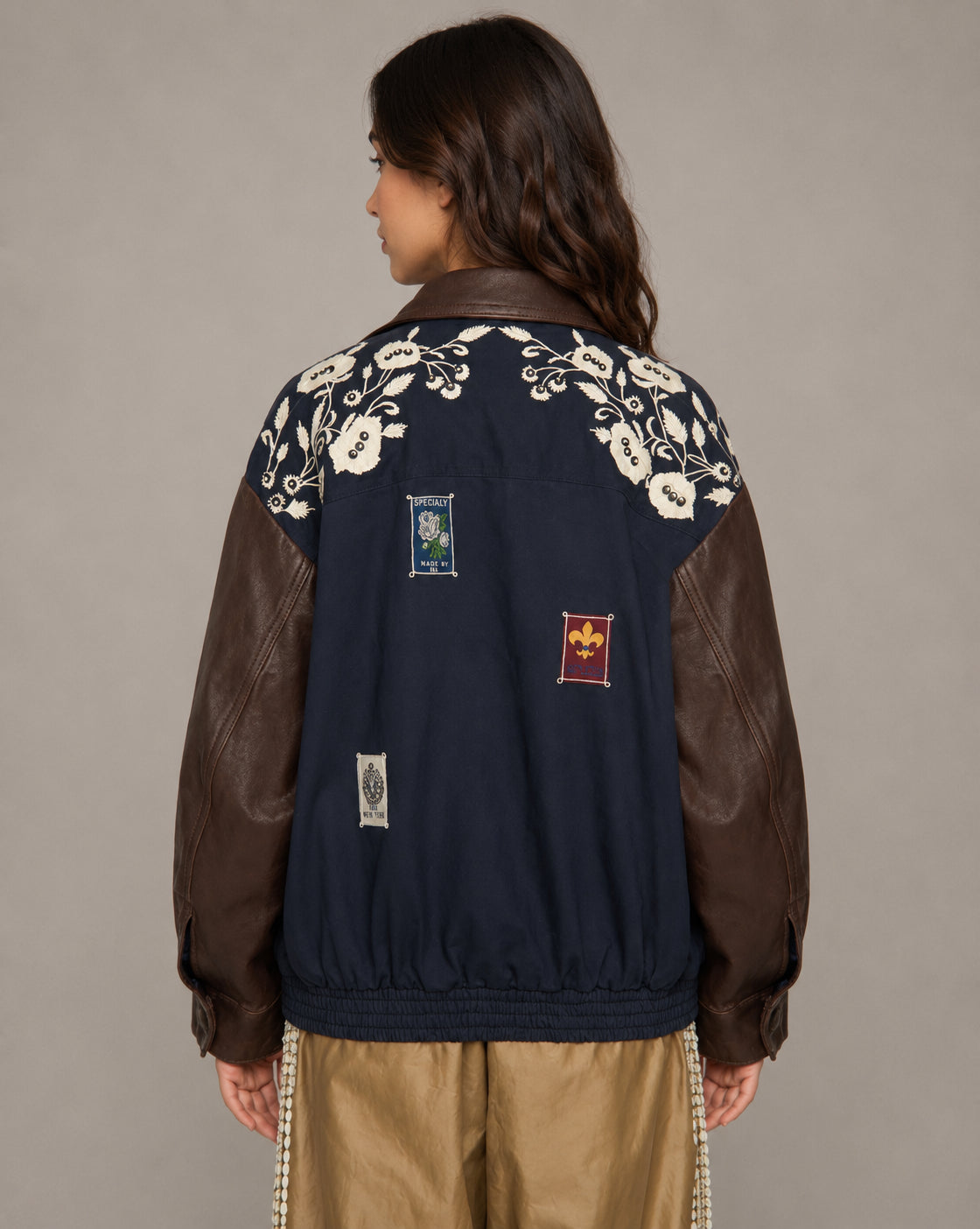 SEA New York, Giaccone con Patch e Maniche in Pelle Georgie