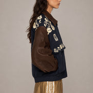 SEA New York, Giaccone con Patch e Maniche in Pelle Georgie