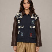SEA New York, Giaccone con Patch e Maniche in Pelle Georgie