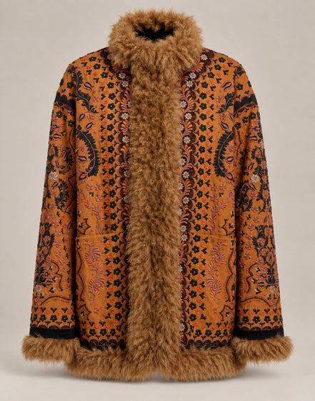 Antik Batik, Giaccone con ricami e pelliccia Ivan