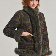 Antik Batik, Giaccone corto con ricami e pelliccia Pauline