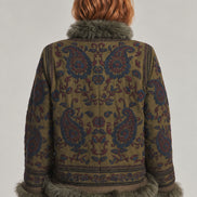 Antik Batik, Giaccone corto con ricami e pelliccia Pauline