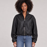 Scarlett Poppies, Bomber in Pelle Intrecciata Nera