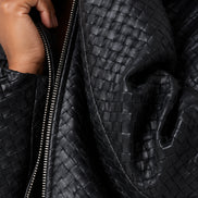 Scarlett Poppies, Bomber in Pelle Intrecciata Nera