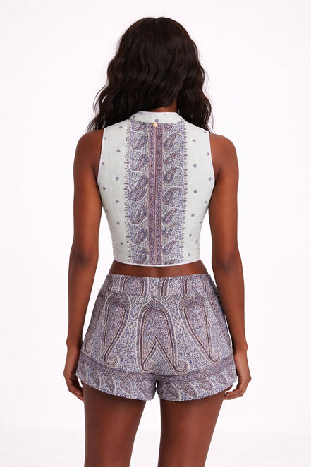 Gilet in Cotone Trapuntato Fantasia Paisley Johri AntiK Batik