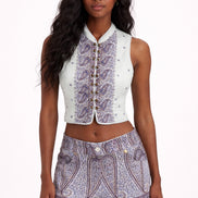 Gilet in Cotone Trapuntato Fantasia Paisley Johri AntiK Batik