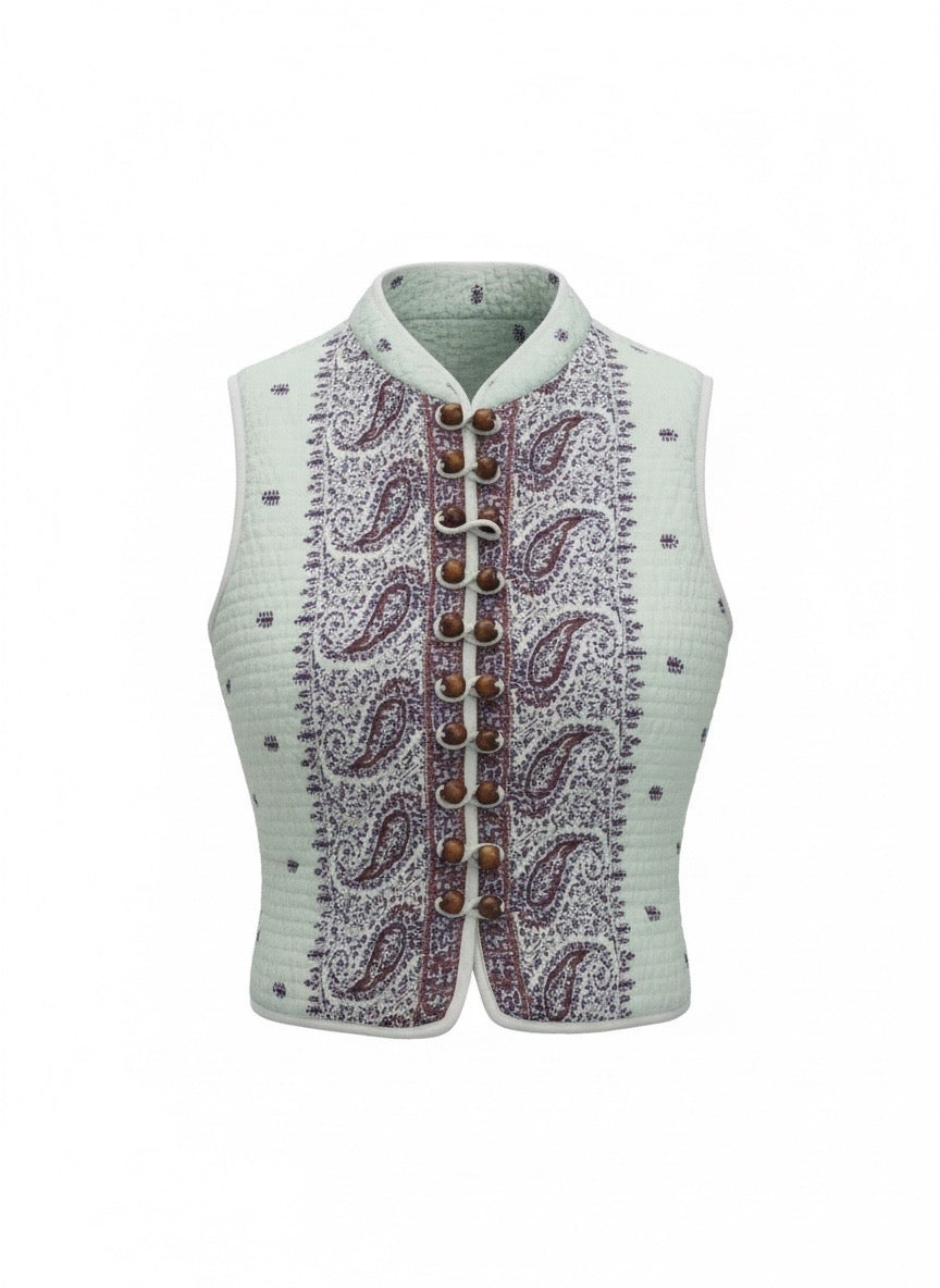 Gilet in Cotone Trapuntato Fantasia Paisley Johri AntiK Batik