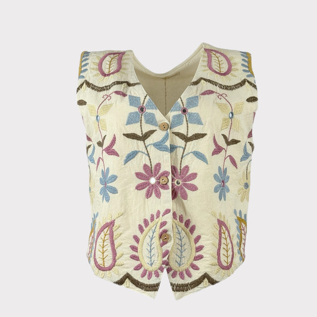 Gilet con Scollo a V Ricamato con Bottoni Maison Hotel