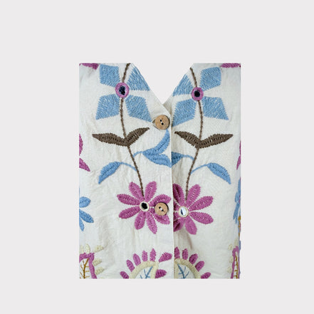 Gilet con Scollo a V Ricamato con Bottoni Maison Hotel