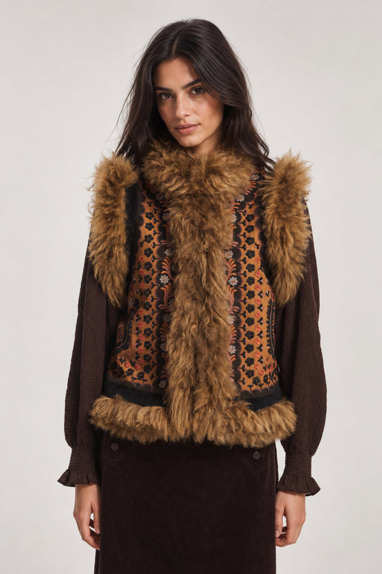 Antik Batik, Gilet con Ricami e Pelliccia Ivan