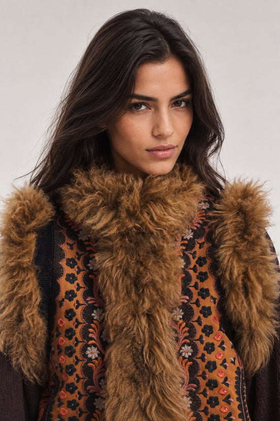 Antik Batik, Gilet con Ricami e Pelliccia Ivan