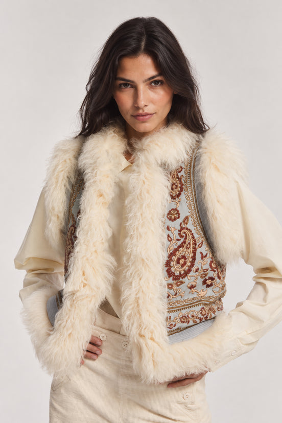 Antik Batik, Gilet con Ricami e Pelliccia Pauline