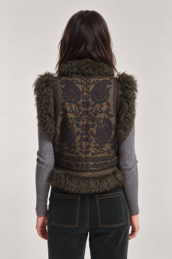 Antik Batik, Gilet con Ricami e Pelliccia Pauline