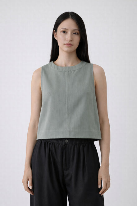 Top Senza Maniche  in Cotone Verde Acqua Pampa Soeur