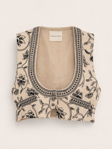 Maison Hotel, Gilet Rosa con Ricami Yamato