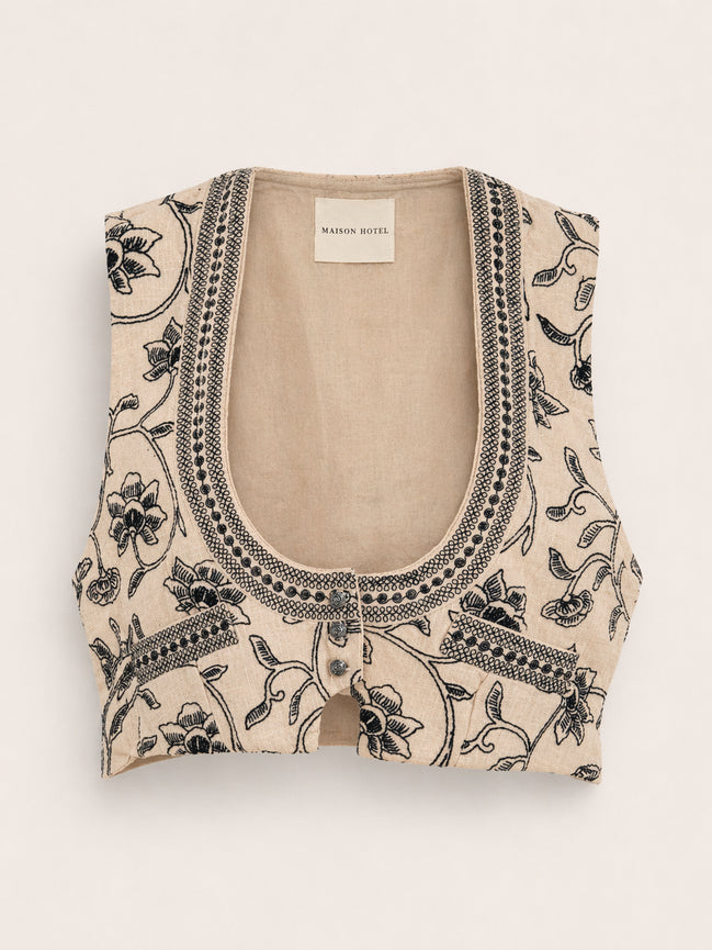 Maison Hotel, Gilet Rosa con Ricami Yamato