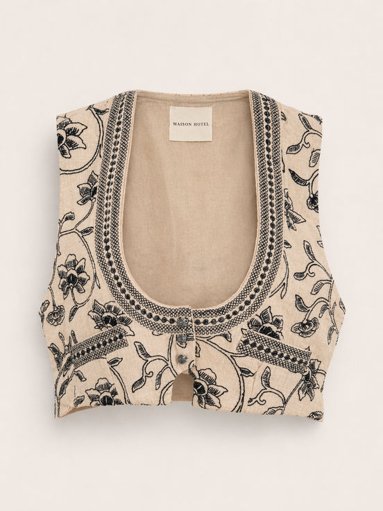 Maison Hotel, Gilet Rosa con Ricami Yamato