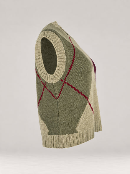 Inland, Gilet girocollo in cashmere a losanghe