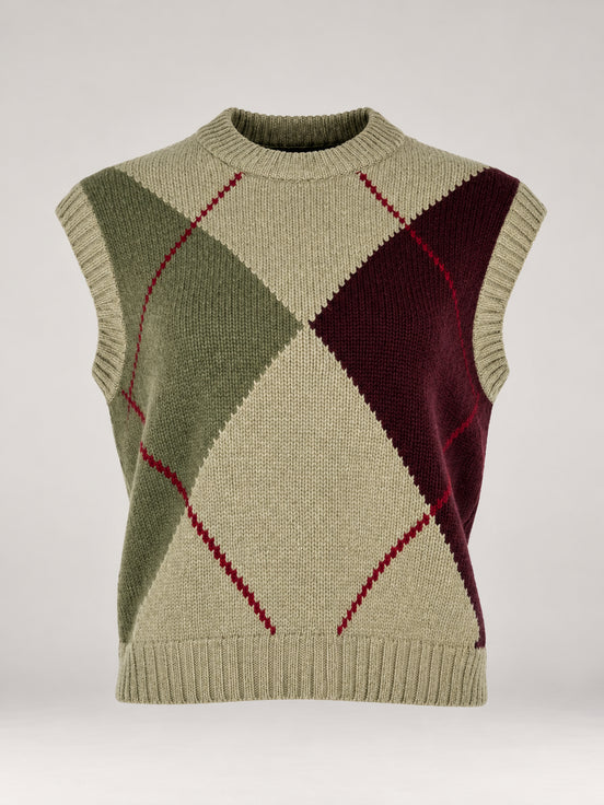 Inland, Gilet girocollo in cashmere a losanghe