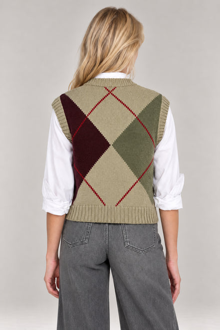 Inland, Gilet girocollo in cashmere a losanghe