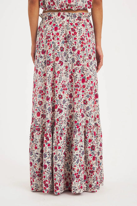 Gonna Lunga Cotone con Fantasia a Fiori Annie Antik Batik